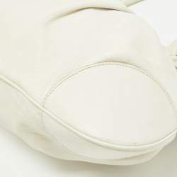 Pre Owned Salvatore Ferragamo White Leather Marisa Hobo