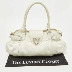 Pre Owned Salvatore Ferragamo White Leather Marisa Hobo