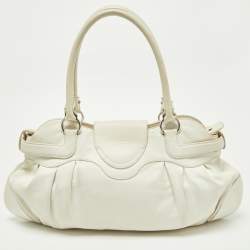 Pre Owned Salvatore Ferragamo White Leather Marisa Hobo