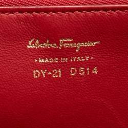 مملوكة مسبقًا Salvatore Ferragamo Red Leather Gancio Lock Top Handle Bag