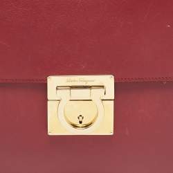 مملوكة مسبقًا Salvatore Ferragamo Red Leather Gancio Lock Top Handle Bag