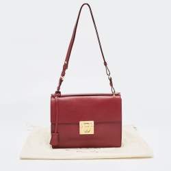 مملوكة مسبقًا Salvatore Ferragamo Red Leather Gancio Lock Top Handle Bag