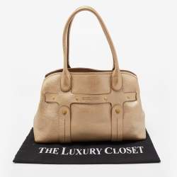 Pre Owned Salvatore Ferragamo Gold Leather Satchel
