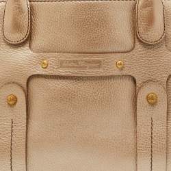 Pre Owned Salvatore Ferragamo Gold Leather Satchel