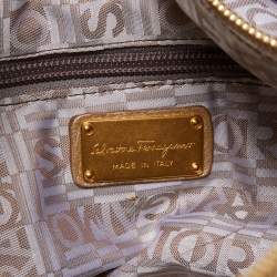 Pre Owned Salvatore Ferragamo Gold Leather Satchel
