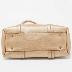 Pre Owned Salvatore Ferragamo Gold Leather Satchel