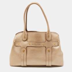 Salvatore Ferragamo Gold Leather Satchel