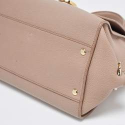 Pre Owned Salvatore Ferragamo Dark Beige Gancini Flap Top Handle Bag