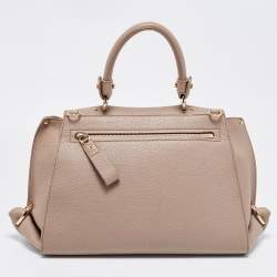 Pre Owned Salvatore Ferragamo Dark Beige Gancini Flap Top Handle Bag