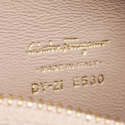 Pre Owned Salvatore Ferragamo Dark Beige Gancini Flap Top Handle Bag