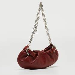 Pre Owned Salvatore Ferragamo Brown Leather Chain Pochette