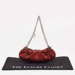 Pre Owned Salvatore Ferragamo Brown Leather Chain Pochette