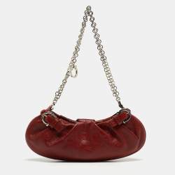 Pre Owned Salvatore Ferragamo Brown Leather Chain Pochette