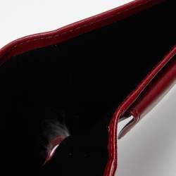 Pre Owned Salvatore Ferragamo Burgundy Leather Gancini Flap Compact Wallet