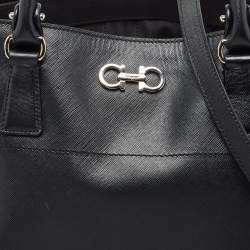 Pre Owned Salvatore Ferragamo Black Leather Large Beky Tote