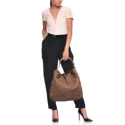Pre Owned Salvatore Ferragamo Brown Leather Ceyla Braided Hobo