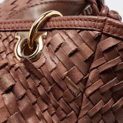 Pre Owned Salvatore Ferragamo Brown Leather Ceyla Braided Hobo