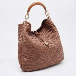Pre Owned Salvatore Ferragamo Brown Leather Ceyla Braided Hobo