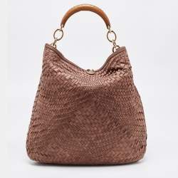 Pre Owned Salvatore Ferragamo Brown Leather Ceyla Braided Hobo