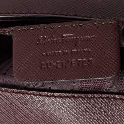 Pre Owned Salvatore Ferragamo Burgundy Leather Gancini Flap Chain Shoulder Bag