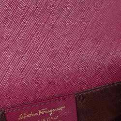 Pre Owned حقيبة كتف سالفاتوري فيراغامو بفيونكة جلد ذهبي/فضي بسلسلة