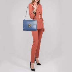 Pre Owned Salvatore Ferragamo Blue Leather Marisol Top Handle Bag