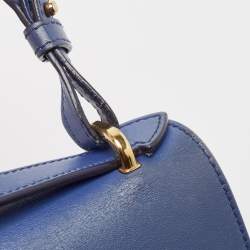 Pre Owned Salvatore Ferragamo Blue Leather Marisol Top Handle Bag
