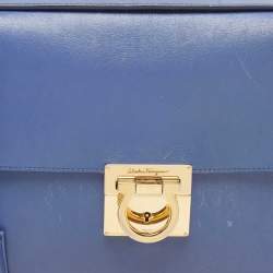 Pre Owned Salvatore Ferragamo Blue Leather Marisol Top Handle Bag
