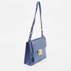 Pre Owned Salvatore Ferragamo Blue Leather Marisol Top Handle Bag