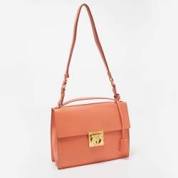Pre Owned Salvatore Ferragamo Orange Leather Marisol Top Handle Bag
