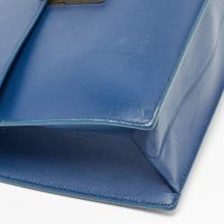 Pre Owned Salvatore Ferragamo Navy Blue Leather Gancio Lock Shoulder Bag