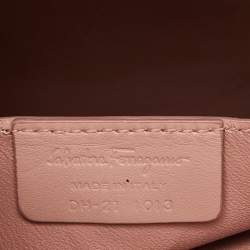 Pre Owned Salvatore Ferragamo Pink Leather Trifolio Crossbody Bag