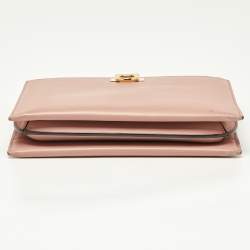 Pre Owned Salvatore Ferragamo Pink Leather Trifolio Crossbody Bag