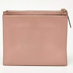 Pre Owned Salvatore Ferragamo Pink Leather Trifolio Crossbody Bag