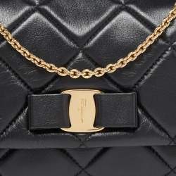 Pre Owned Salvatore Ferragamo Black Quilted Leather Miss Vara Shoulder Bag