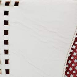 Pre Owned Salvatore Ferragamo Off White Leather Perforated Shoulder bag