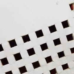 Pre Owned Salvatore Ferragamo Off White Leather Perforated Shoulder bag