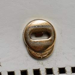 Pre Owned Salvatore Ferragamo Off White Leather Perforated Shoulder bag