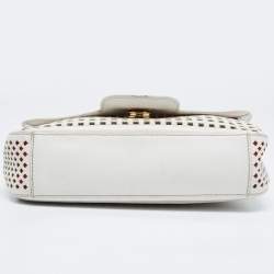 Pre Owned Salvatore Ferragamo Off White Leather Perforated Shoulder bag
