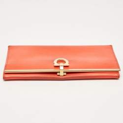 Salvatore Ferragamo Orange Leather Gancini Icona Continental Wallet
