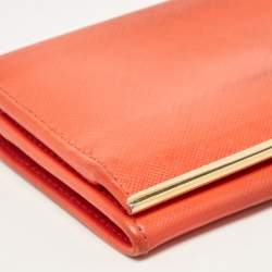 Salvatore Ferragamo Orange Leather Gancini Icona Continental Wallet