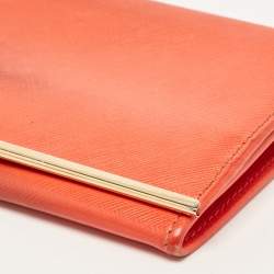 Salvatore Ferragamo Orange Leather Gancini Icona Continental Wallet
