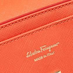 Salvatore Ferragamo Orange Leather Gancini Icona Continental Wallet
