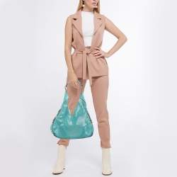 Salvatore Ferragamo Green Woven Leather Hobo