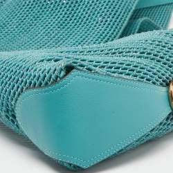 Salvatore Ferragamo Green Woven Leather Hobo