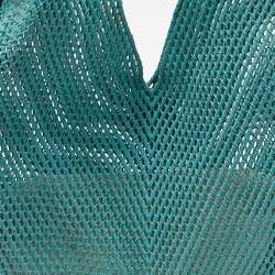 Salvatore Ferragamo Green Woven Leather Hobo