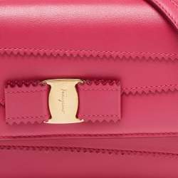 Pre Owned حقيبة كتف سالفاتوري فيراغامو جيني جلد اومبر عنابي و وردي