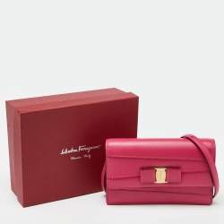 Pre Owned حقيبة كتف سالفاتوري فيراغامو جيني جلد اومبر عنابي و وردي