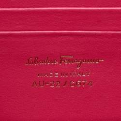 Pre Owned حقيبة كتف سالفاتوري فيراغامو جيني جلد اومبر عنابي و وردي