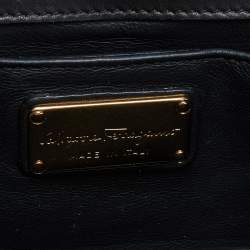 Pre Owned Salvatore Ferragamo Black Leather Vara Bow Embellished Crossbody Bag